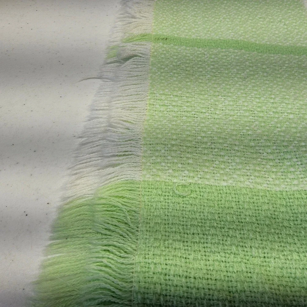 The Three Weavers Handwoven Baby Blanket Kids Green White Butterfly Plaid Fringe
